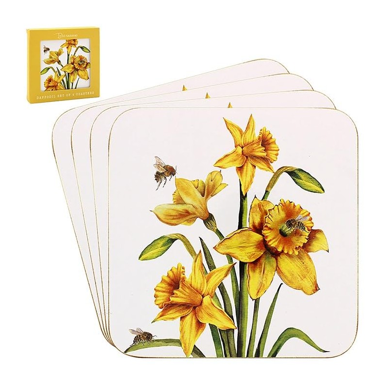 Lesser & Pavey Sarah Boddy Bee-Tanical Daffodil Coaster Set of