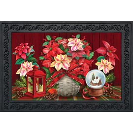 Briarwood Lane Christmas Poinsettia Doormat 30" x 18" Indoor Outdoor