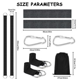 flintronic Swing attachment, hammock attachment set, hanging chair attachment with 2 hammock straps, 2 tree protection pads, 2 premium carabiners, storage bag (1.5 m)