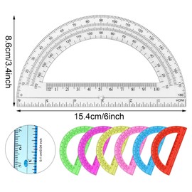 Unjoo Plastic Protractor Math Protractors 180 Degrees for Geometry Classroom Student School Office Supplies, 6 Inch, Pack of 2 (Purple)