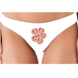 Knaughty Knickers Dirty Valentines Day Heart Candies Suggestive Fun Gift White Soft Cotton thong Adult Flirty Fun