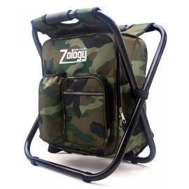 Zology Folding Camping Chair Stool Backpack with Cooler Insulated Picnic Bag, Hiking...