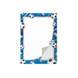 Writing Pads Lined Writing Paper for Teens Children School Art Nouveau Football Blue (1 Pad Trophy and 1 Pad of A4 Balls with 25 Sheets each)