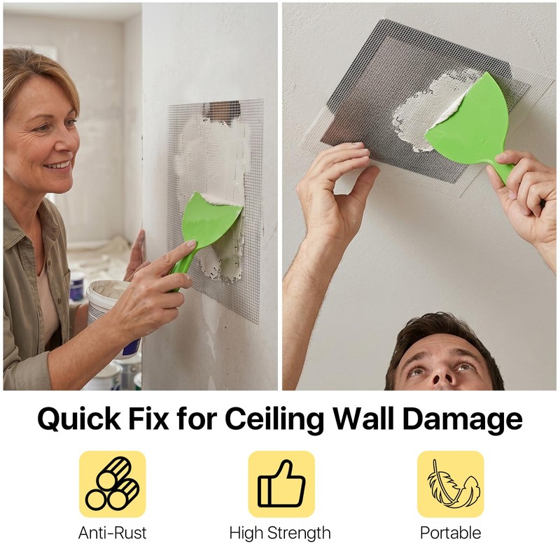 Boocalny 6 Pcs 12x12 Inch Drywall Repair Kit, Self-Adhesive Mesh