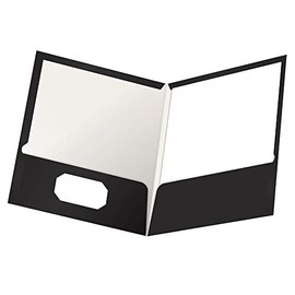 Oxford 51734 Cubierta para Reporte Showfolio Brillante Doble Solapa Tamaño Carta, Paquete de 5, Color Negro