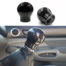 JDMFV Universal Real Carbon Fiber Round Ball Shape Car Gear Shift Knob Shifter Lever