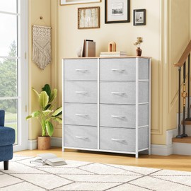 DWVO Fabric Dresser for Room, Tall Storage 8 Drawers, Black Dresser & Chest of Drawers, Storage Drawer Organizer for Closet, Living Room