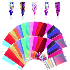 100pcs Colorful Dichroic Film Nail Art Glass Paper Holographic Stickers DIY Mirror Foils Nail Art Stickers Transfer Foil for Women