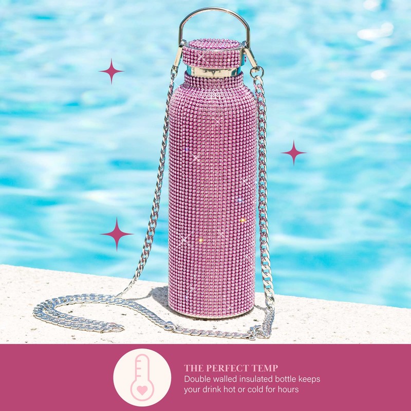 Paris Hilton Diamond Bling Water Bottle With Lid And Removable