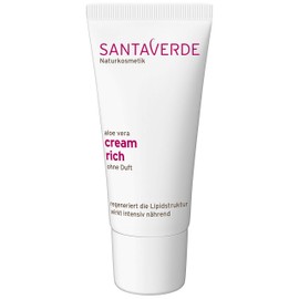 Santaverde / Cream rich / Face cream / Rich / Regenerating / Intensively Nourishing / For Dry Skin / Pure Aloe Vera Juice / Own Controlled Organic Cultivation / Face and Cleavage / Unisex / 100% Vegan / 30 ml