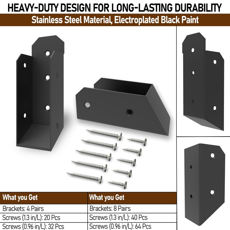 Prriszo 8 Pcs Deck Railing Bracket, 201 Stainless Steel 2