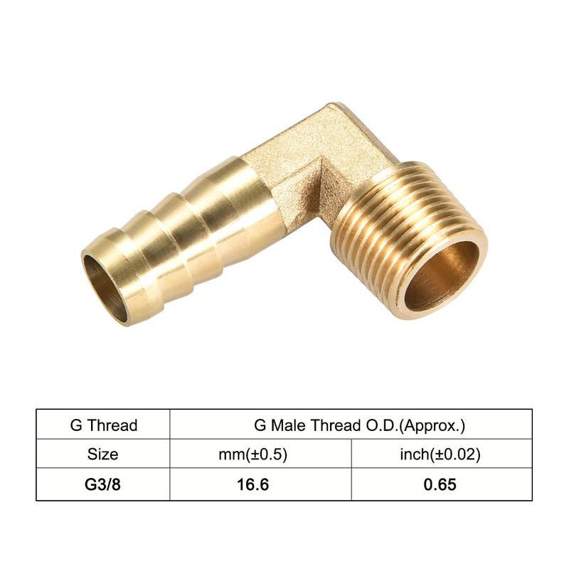 sourcing map Brass Barb Hose Fitting, 90 Degree Elbow 12mm