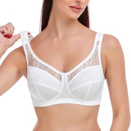 Ayigedu UK Plus Size Minimiser Bra Women Non-Wired Non-Padded Full Coverage Soft Cup Bra 44-GG White