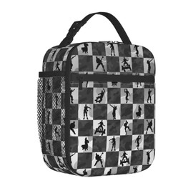 Xyiafc Gaming-Themed Insulated Lunch Bag - Waterproof, Leakproof, and Durable - Reusable Lunchbox for Kids, Men, and Women Grey/White