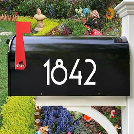 Diggoo White Mailbox Numbers Sticker Decal Die Cut Uzbek Style Vinyl Number 6" Self Adhesive 2 Sets for Mailbox, Signs, Window, Door, Cars, Trucks, Home, Business, Address