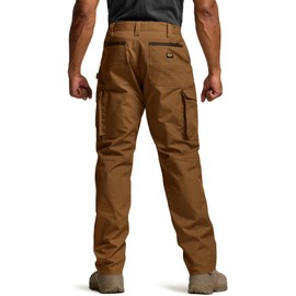 CQR Men's Quick Dry Work Pants, Water Resistant Outdoor Tactical Pants, Lightweight Stretch Cargo Hiking Pants, Work Pants Copper Brown, 34W x 30L