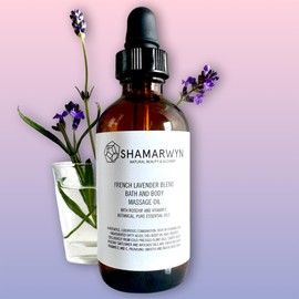 French Lavender Zen Blend Bath Body & Massage Oil Moisturizer Natural Organic with Orange, Wild Marjoram & Frankincense, Rose Hip & Vitamin E for Silky Skin 4oz