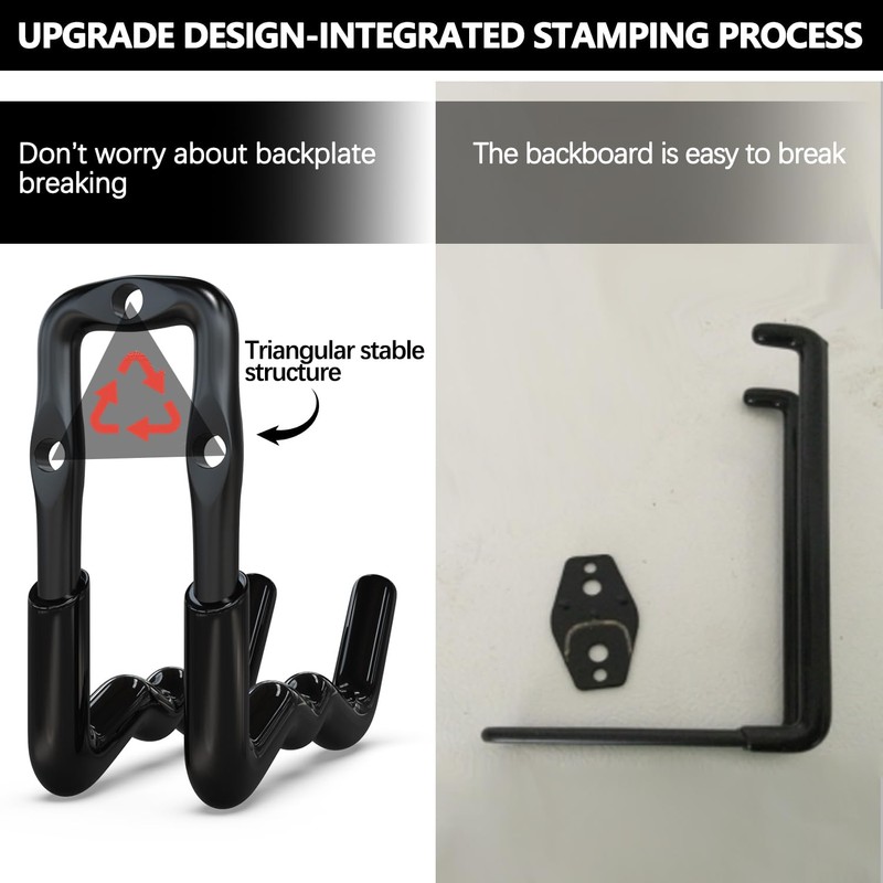 3-H Wall Hooks Garage Pack of 6 Tool Hooks All-in-One