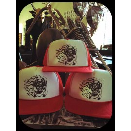 Otto PANHEAD & flames engine adjustable snapback trucker hat biker motor shirt 3d em