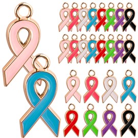 RP Remarkable Power, Paquete de 160 dijes de cinta para concienciación del cáncer de mama, colgantes de esperanza para hacer joyas