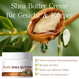 Sheabutter Bio für Kosmetik - Bodylotion Damen - Shea Butter Creme für Gesicht & Körper- Körperlotion für Sehr Trockene Haut - Shea Body Butter for Women mit Jojobaöl & Kokosöl & Hyaluronsäure
