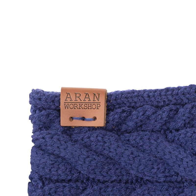 Aran Workshop Buttoned Knitted Style Cable Headband (Navy)
