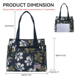 YYW Tragetasche für Damen, wasserdichte Nylon-Tragetasche mit Reißverschluss, leicht, mehrere Taschen, Schultertasche, lässige Hobo-Tasche für Arbeit, Reisen, dunkelblau, One Size