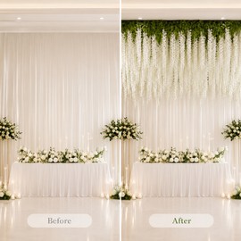 12-Piece Artificial Wisteria Vine Set – Hanging Silk Faux Flowers for Wedding Arches, Home, Party & Event Decor