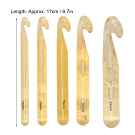 5 Piece Large Crochet Hook Set 12-25 mm Crystal Crochet Hook for Chunky Wool, Jumbo Crochet Hook Set Thick Crochet Hooks Set for Carpets, Scarves, Large Crochet Projects