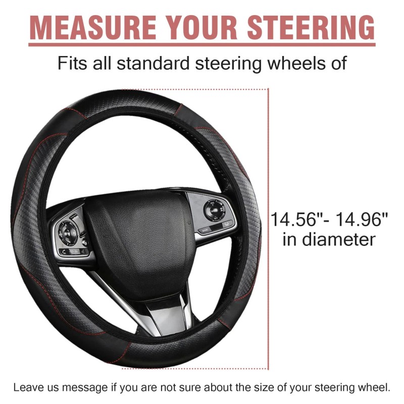 DONWELL Chevy Steering Wheel Cover- Carbon Fiber Leather Anti-Slip Grip