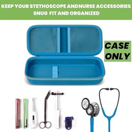 ALKOO Stethoscope Case Compatible with 3M Littmann Classic III Monitoring/Lightweight II S.E/Cardiology IV Diagnostic/MDF Acoustica Stethoscopes, Extra Pocket for Doctor & Nurse Accessories - Sky Blue