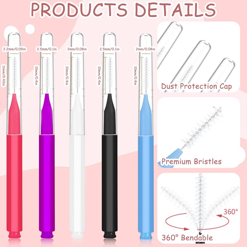 Pack of 100 Micro Eyebrow Brushes, Portable Eyelash Comb Brush