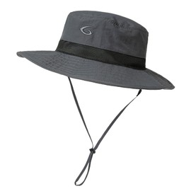 Mens Wide Brim Sun Hat M/L UV Protection Boonie Bucket Sunhat Summer Beach Golf Hiking Safari Outdoor Fishing Garden SPF 50 Dark Grey 56-59cm