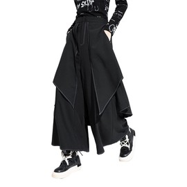 Molineau Wide Pants, Layered Skirt Pants, Women's, Men's, Bottoms, Hakama Pants, Gaucho Pants, Solid, Thin, Black, Variable, V Modes, Street, Spring, Summer, Autumn, Black