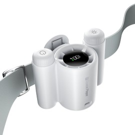 SP Space Player Portable Waist Fan with Lighting, 100 Speeds 13000RPM Clip on Fan for Shirt, 360° Angle Adjustment Tilt LED Display Rechargeable for Travel-White