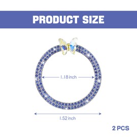 Wuyaoyao 2PCS Bling Car Push Start Button Decoration Ring, Rhinestone Car Engine Start Stop Button Cover, Auto Key Ignition & Knob Bling Ring, Sparkling Push to Start Button Sticker (Light Blue)