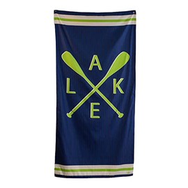 The Royal Standard Microfiber Beach Towel 34x70, Lake Oar Navy/Lime