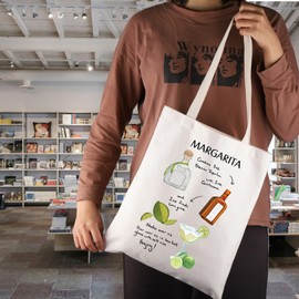 JNIAP Bartender Gift Margarita Cocktail Recipe Tote Bag Margarita Drinking Lover Gift (Margarita Recipe Tote Bag)