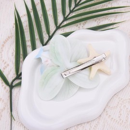 Hawaiian Flower Hair Clip for Women Girls Flower Starfish Hair Accessory for Sister Birthday Gifts for Nature Lovers Orchid Clips for Bestie Girlfriend Beach Wedding Barrettes With Pearl