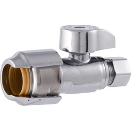 SharkBite Max 1/2 x 3/8 Inch Compression Straight Stop Valve, Quarter Turn, Push to Connect Brass Plumbing Fitting, PEX Pipe, Copper, CPVC, PE-RT, HDPE, UR23037