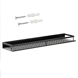 20 Inch Floating Shelve Wall Mounted, Decorative Storage Shelve Shower Storage Holder Metal Organizer Shelf for Bathroom Living Room Kitchen (Black)