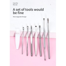Kit profesional channah de acero inoxidable limpieza de orejas cerumen cerilla cebo grasa grado medico con caja de almacenamiento top (8pcs)