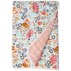 HonestBaby Quilted Baby Blankets Reversible Organic Cotton for Infant Boys, Girls, Unisex, Flower Power, One Size