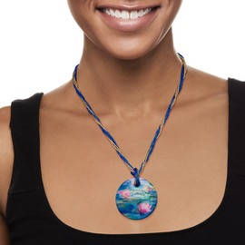 Ross-Simons Italian Water Lilies Murano Glass Multi-Strand Pendant Necklace With 18kt Gold Over Sterling. 18 inches