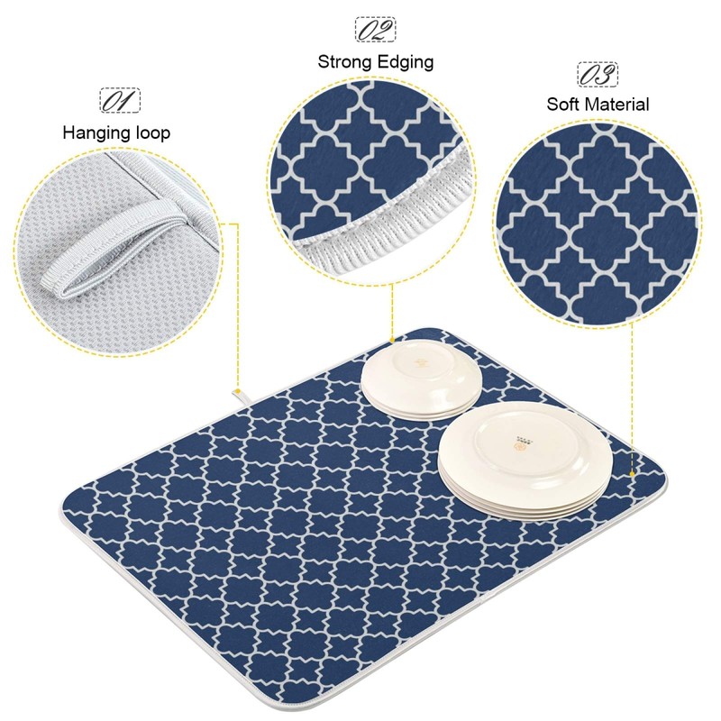 Super Absorbent Dish Drying Mat Microfiber Fast-Drying Dish Mat 16"