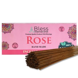 Bless-Rose-Incense-Sticks 100%-Natural-Handmade-Hand-Dipped-Incense-Sticks Organic-Chemicals-Free For-Purification-Relaxation-Positivity-Yoga-Meditation The-Best-Woods-Scent (100 Sticks (150GM))