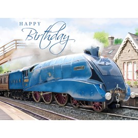 Male Birthday Card for Him - General Card for Men - Mallard Steam Train - Traditional Artistic Railway Design - Made in the UK - Eco-Friendly