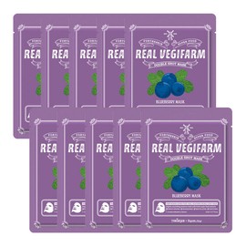 For the Skin Superfood Real Veggie Farm Double Shot Mask 23ml (10 Sheets) Blueberry / 포더스킨 슈퍼푸드 리얼 베지팜 더블 샷 마스크 23ml (10매) 블루베리