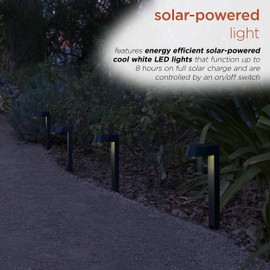 Alpine Corporation 18" H Outdoor Solar Modern Pathway Lights, Waterproof Cool White LEDs, Matte Black - Set of 4
