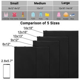 Svaldo Frosted Zipper Bags for Clothes, 10x13 inch, Pack of 100, Black Plastic Bags for Clothes, Swimsuit, Bathing Suit, Pants, File, Waterproof for T Shirt Packaging, Shipping, Mailing, Selling